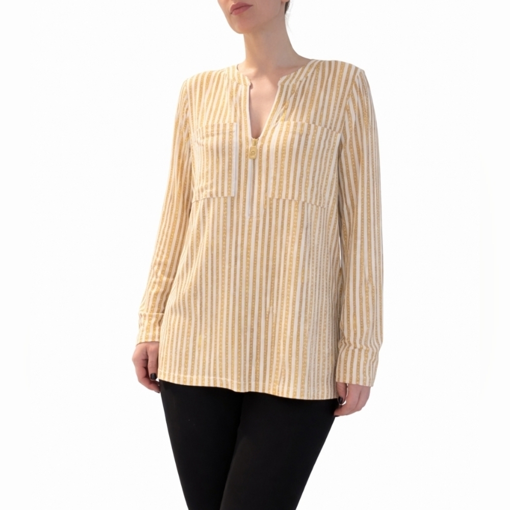 Michael Kors Chain Print Long Sleeve Blouse